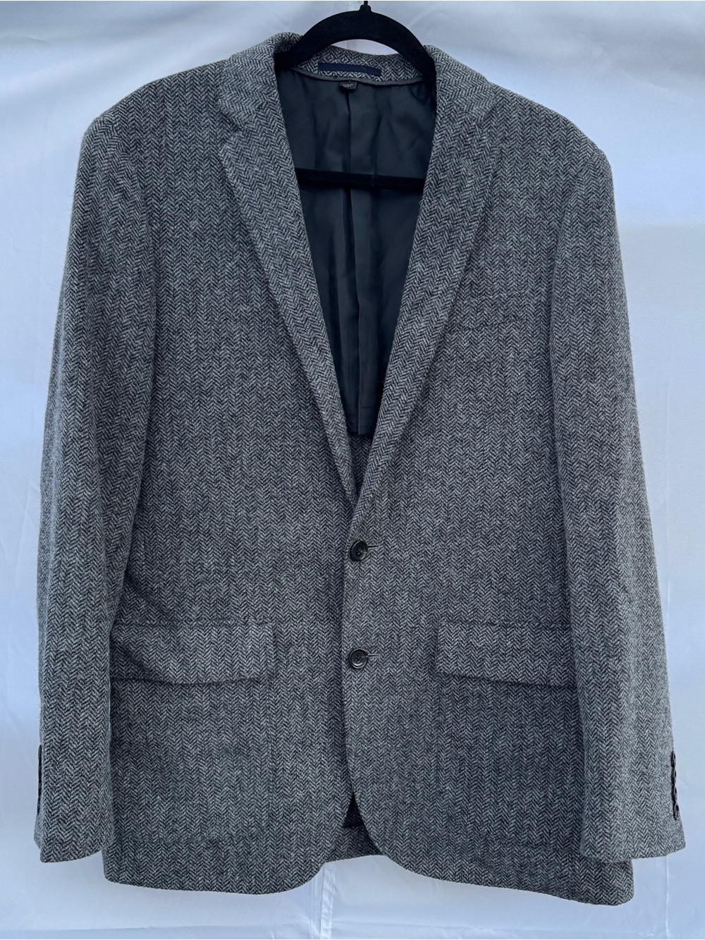 J.CREW Ludlow Gray Herringbone Tweed Wool/Cotton Blend 2-Button Blazer 38R